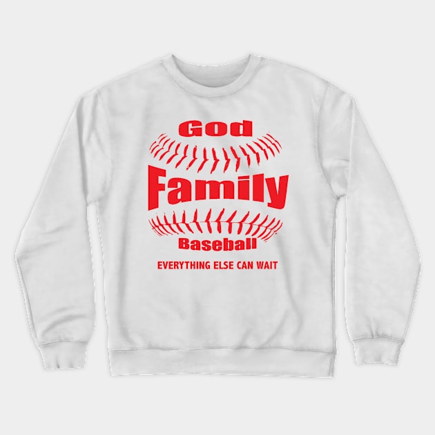 Christian Baseball Gift - God, Family Baseball Crewneck Sweatshirt by Therapy for Christians